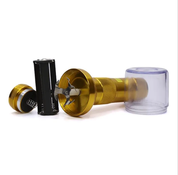 Flashlight style smoke grinder, aluminum alloy electric grinder, cigarette maker.