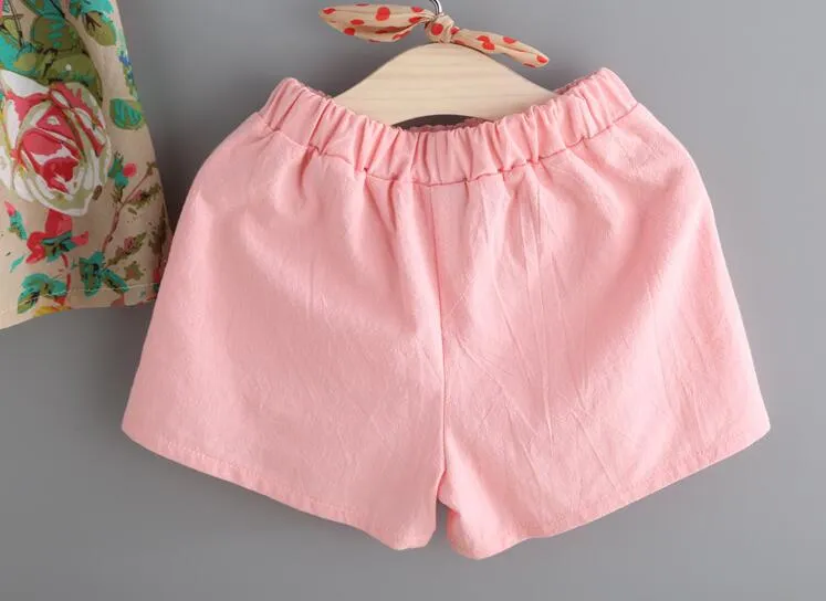 Mädchen Blumenbehälterweste tops + shorts des gesetzten Mädchens Outfits Kinder bowknot Klagekindsommer-Boutique Kleidung