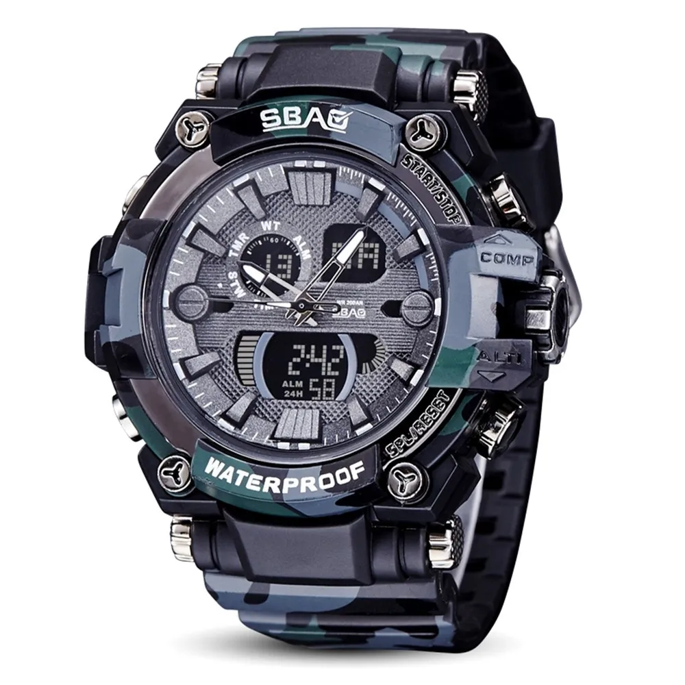 Fashion Gifts SBAO Watch LED Men Waterproof Sport Watch Shock