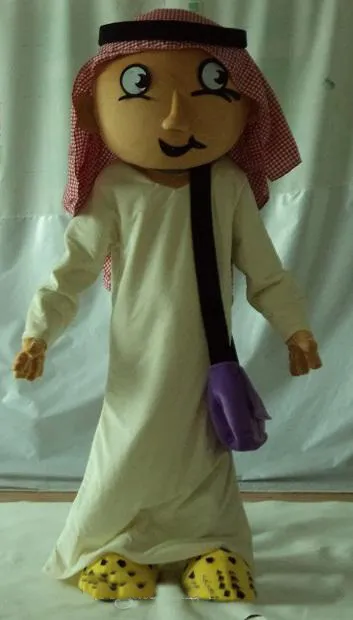 2018 скидка завод продажа коричневый арабский человек костюм талисмана с фиолетовой сумкой для взрослых носить