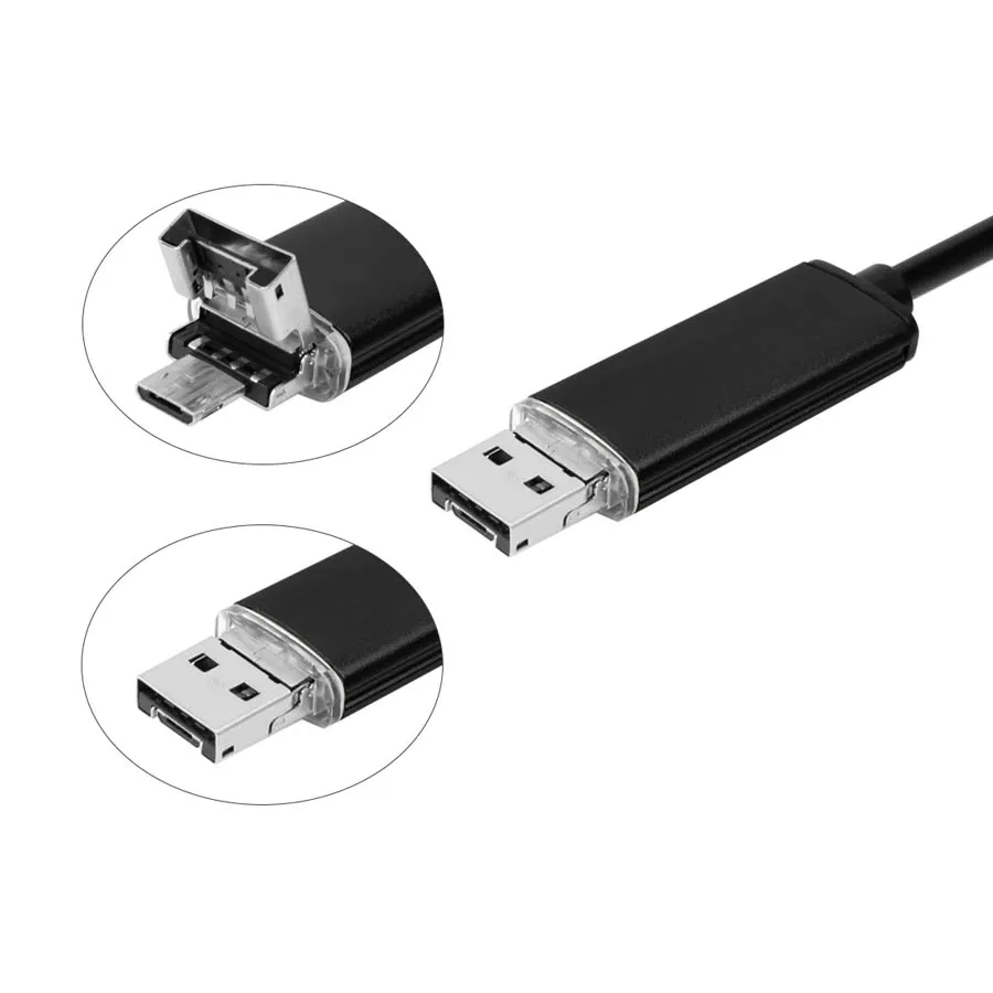 10M / 5M / 2M Lens 5,5 milímetros cabo USB câmera de inspeção AN99 2em1 6LED Android impermeável endoscópio endoscópio Cobra inspeção