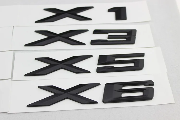 High Quality New Car Styling 3D Chrome Silver and Black X1 X3 X5 X6 GT Letters Emblem Rear Trunk Boot Badge Logo Sticker For BMW