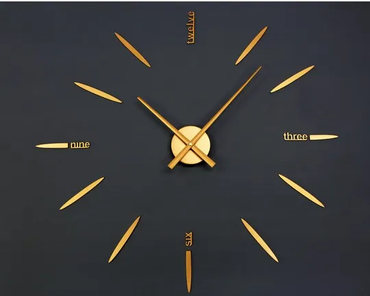 Texture di metallo grande orologio creativo parete soggiorno adesivi murali clock orologio moderno fai da te orologio da parete razzo