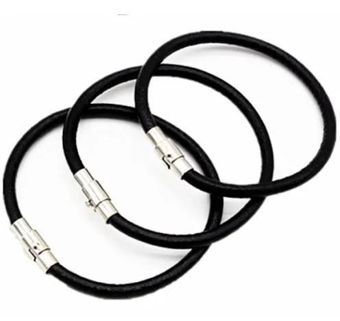 10 pçs / lote moda masculina fecho de aço inoxidável preto real couro encantos pulseiras jóias diy