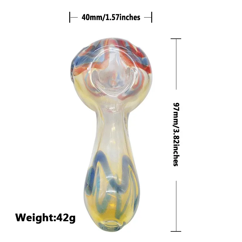 Thick Heady Glass Spoon Pipes 10CM Fumed Pyrex Colorful Spoon Smoking Accessories Oil Tobacco Pip for Smoking