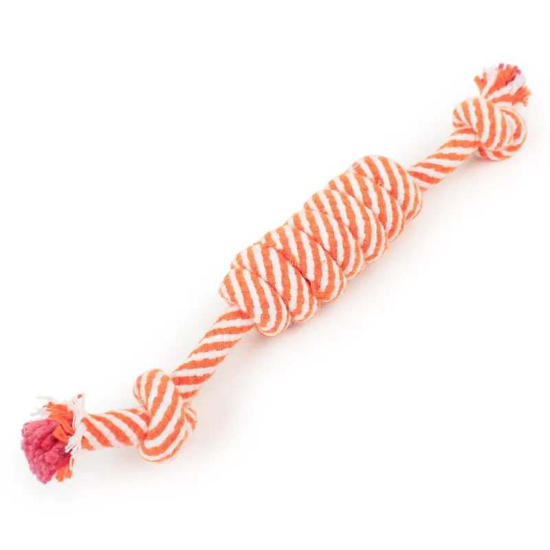 Веревка для собаки, забавная игрушка с жевательным узлом, хлопковая полосатая веревка, игрушка для собаки, прочные, высококачественные аксессуары для собак