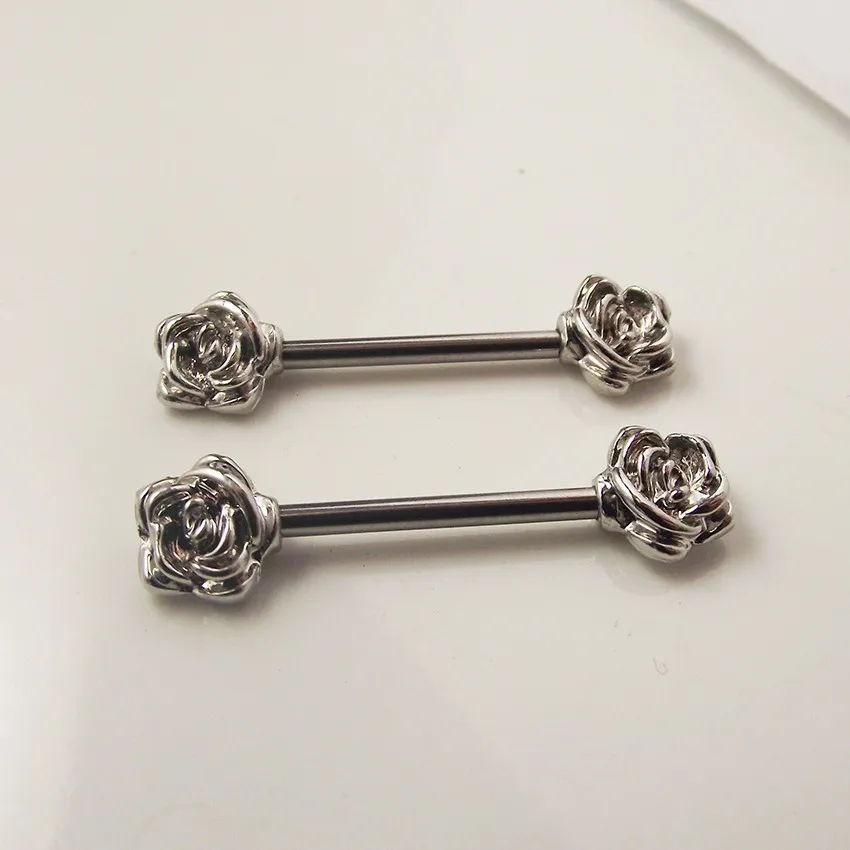 2 Stuk Kristal Tepelring Rose Bloem Tepelschild Ringen Body Piercing Sieraden Dubbele Rode Bloem Vrouwen Gift8984681