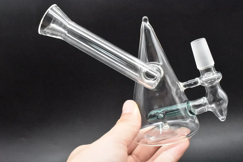 2 sztuk Szklany Bong Perkolator Wodny Rura Need Glass Glass Gits Bent Neck 14mm Joint Hookhs Portable Bubbler Dab Rigs