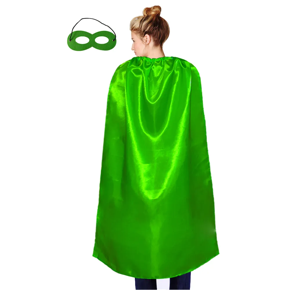Dia das bruxas presente superhero traje cosplay uma camada de cetim capa com máscara de festa / holiday favor atacado roupas cosplay 10 conjunto / pacote