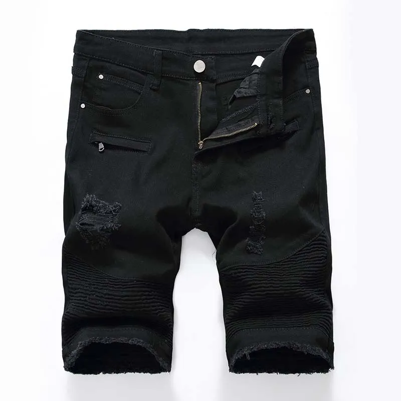 Mens jeans Shorts Motorcycle biker jeans Short Pants Skinny Slim Ripped hole Men's Denim Shorts men Designer jeans