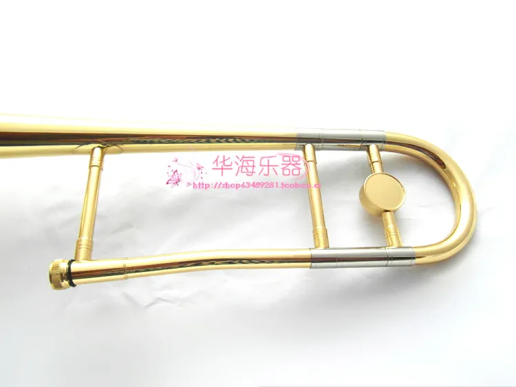 Högkvalitativ tenor BB Tune Trombone B Flat mässing Guldpläterad Professionell Prestanda Musikinstrument med väska