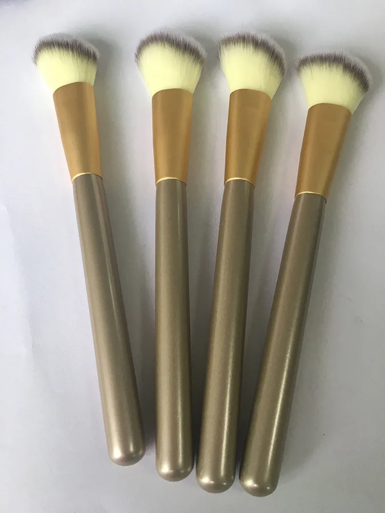 Pennelli professionali per fard champagne manico in legno color oro morbido strumenti per il trucco dei capelli in nylon per evidenziatore in polvere libera DHL Free