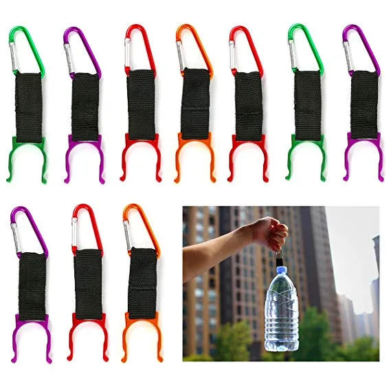 Portable Alloy Water Bottle Buckle Hook Holder Bottle Bekväm bärande klipp med D-ringkrok för camping Vandring som reser med nödsituation