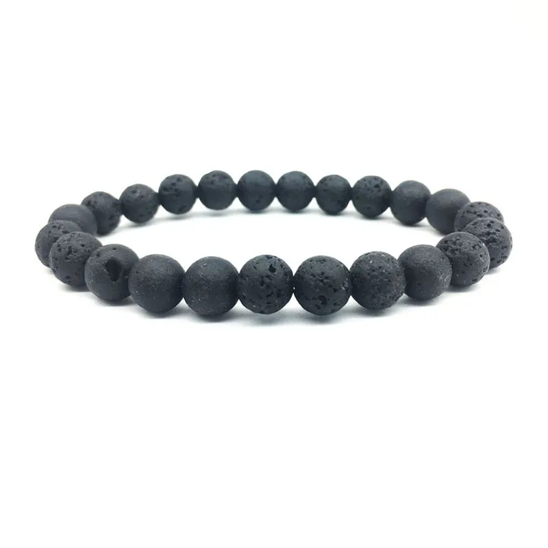 Pas cher 8mm Noir Pierre De Lave Perles Bracelet DIY Lava Rock Huile Essentielle Diffuseur Bracelet pour les femmes