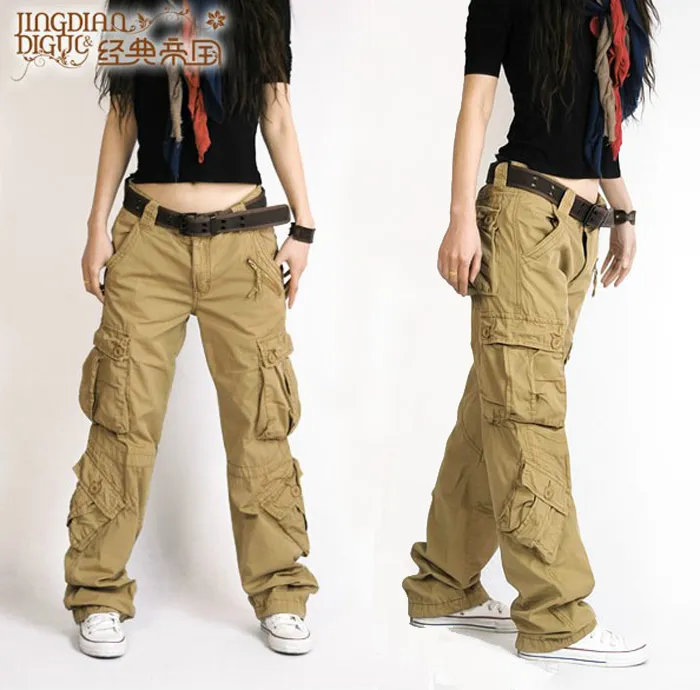2023 Women Cargo Pants Fashion Large Size Loose Multi-Pocket Cotton  Trousers Spring Autumn Baggy Hip Hop