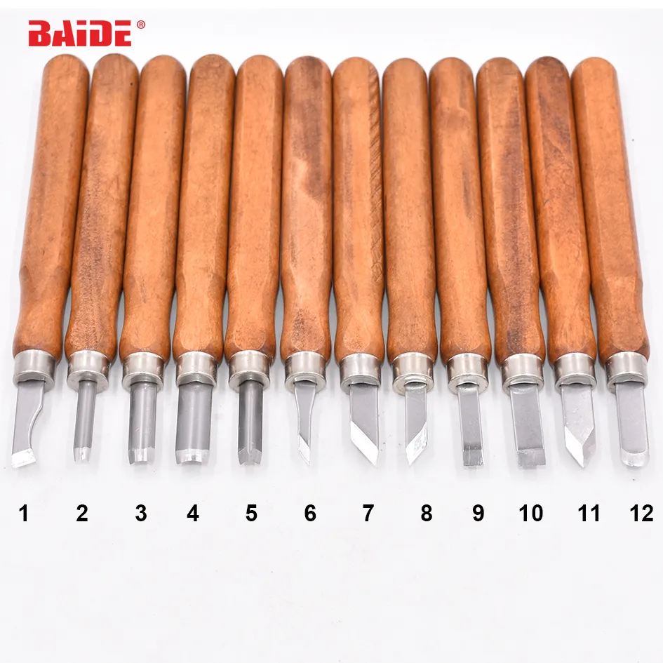 12 i 1 Carving Kniv Graver Carver plastpaket eller dukväska Förpackning 12st Set Wood Carving Tools