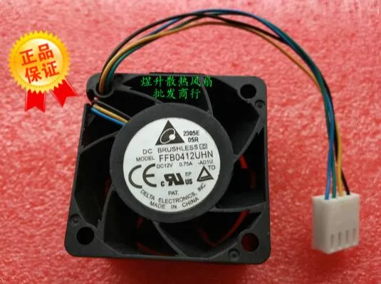 بالجملة: الأصلي دلتا 4028 FFB0412UHN DC12V 0.75A 40 * 40 * 28MM 4 سلك كبير حجم مروحة الهواء