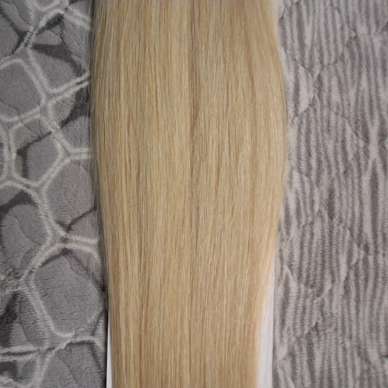 100g Tape In Human Hair Extensions Straight Machine Remy Hair On Adhesives Invisible Tape PU Skin Weft #613 blonde