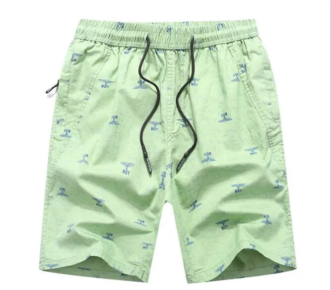 New summer cotton breathable shorts men`s shorts in middle age 5 minutes of pants straight elastic pants, beach pants tight rope