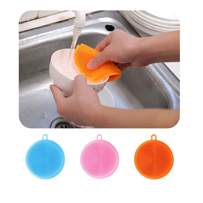 8 couleurs Magic Silicone Plat Bol Brosses De Nettoyage Tampon À Récurer Pot Casserole Brosses De Lavage Nettoyant Cuisine Outils