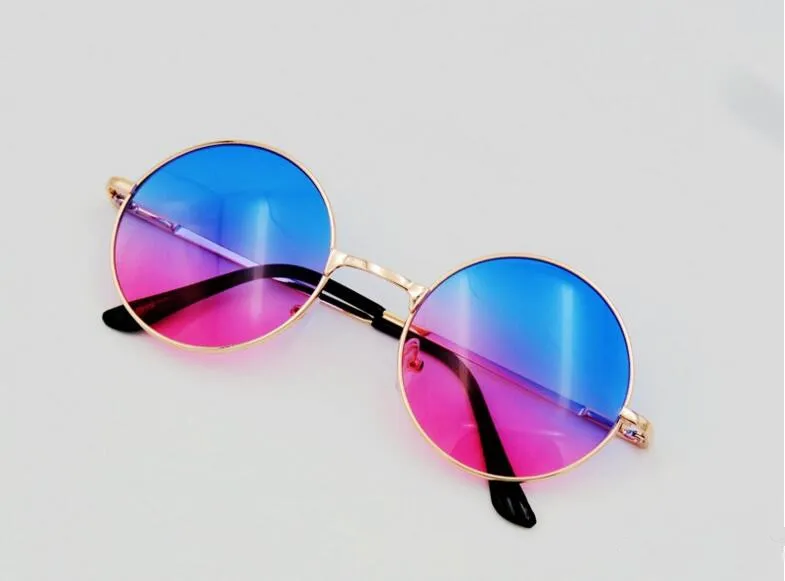 Vintage Round Sunglasses Women Ocean Color Lens Mirror Sunglasses Female Brand Design Metal Frame Circle Glasses2225107