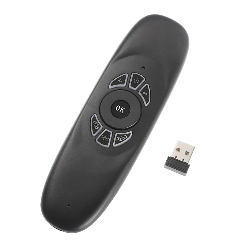 C120 Backlight Fly Air Mouse 2.4GHz Wireless Keyboard 6-Axis Gyroscope Game Handgrip Remote Control for Android TV BOX Backlit