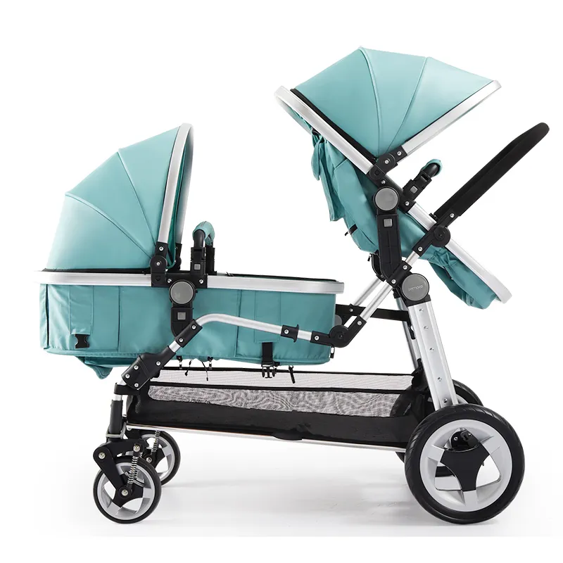 Poussette Jumelle En Cuir PU Landau Pour B b Poussette Double
