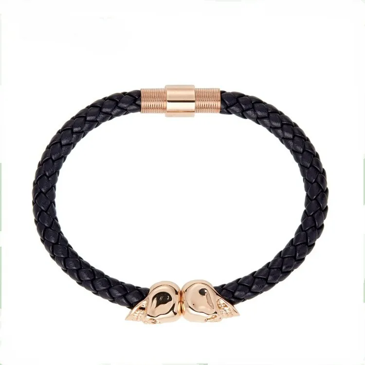 Bracciale punk da uomo di nuova moda Bracciale con teschio multicolore Bracciale con manette in pelle nera uomo Ragazzi2434