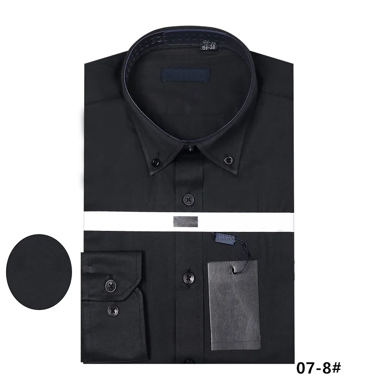 ファッション2018高級メンズシャツ長袖メンズドレスシャツブラックホワイトシャツスリムフィット高品質のコットンケミーズホム