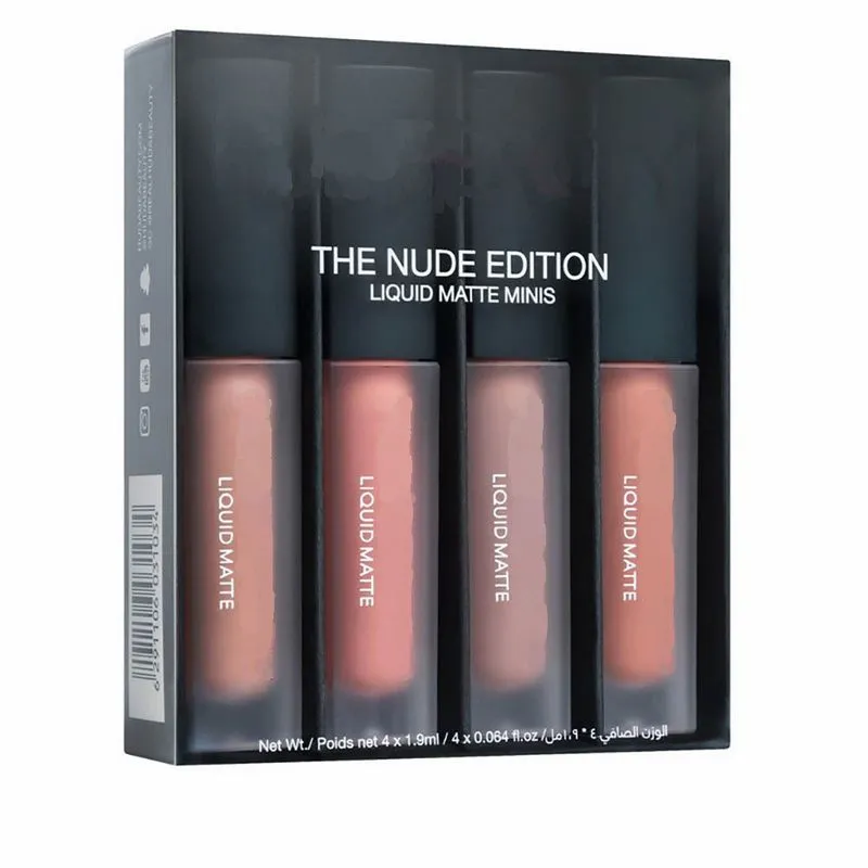 Drop Ship Liquid Lipstick Kit De Rode Naakt Bruin Pink Edition Mini Vloeistof Matte Lipstick 4pcs / Set (4 x 1.9ml)