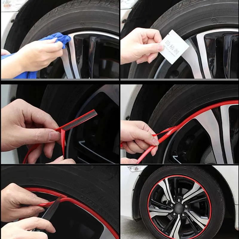 8MeterRoll Wheel Car Rims Ochrona Protecting Hub Opona Auto dekoracyjne stylizację kółka krawędzi opony naklejka na naklejkę Auto Acces1381655