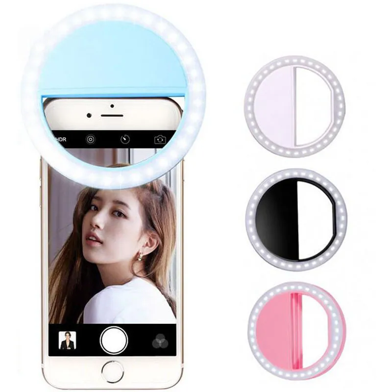 Téléphone portable lumière de remplissage 15x macro lentille portable selfie  led anneau flash lumière téléphone selfie lampe universelle anneau clip  lumière