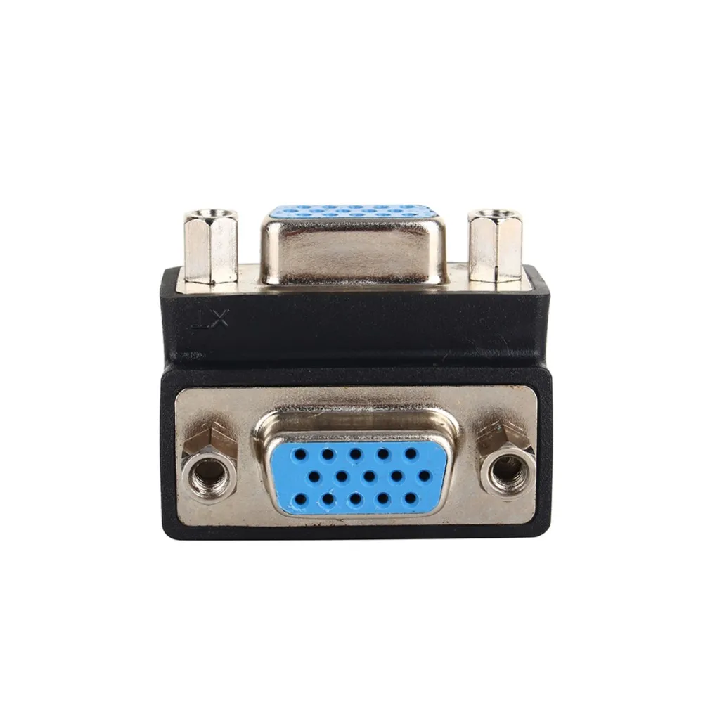 90 Degree Right Angle 15 Pin VGA SVGA Female to Female Converter Angle Adapter Extender Adapter for Cord Monitor Connector