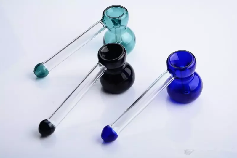 Cute color short men hand glass hookah herbs bubbler water pipe small smoking pipes accessories