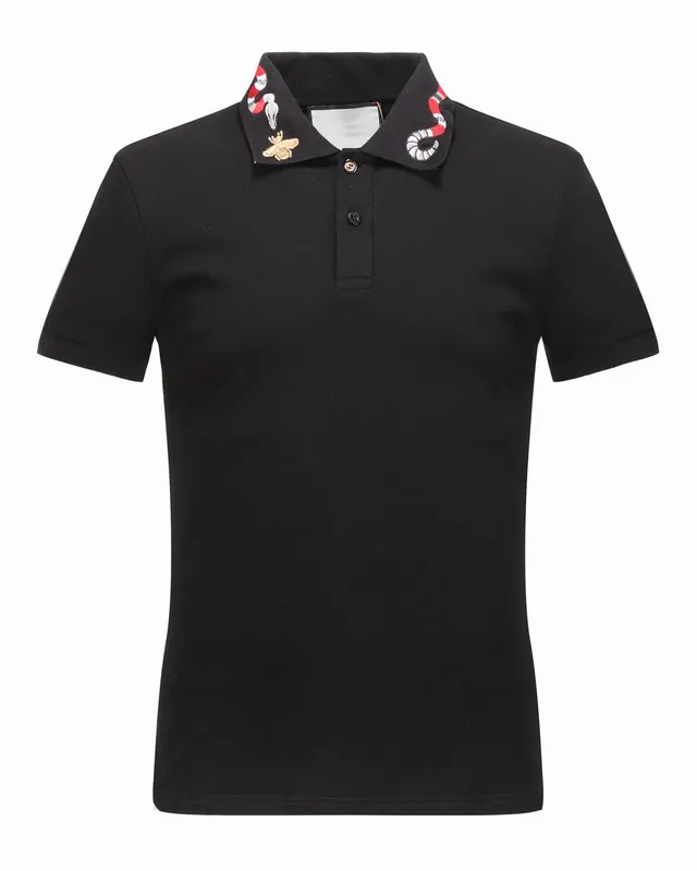 Hochwertige Sommer-Baumwoll-T-Shirts, T-Shirt mit Schlangenstickerei, Straßen, Luxus, Schwarz, Weiß, 16522