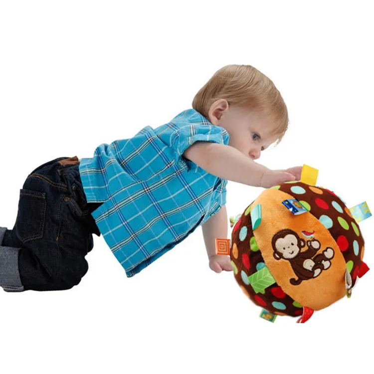 Baby Hand Cloth Ball Plush Toys Lathe Hanging Toys Handbell Newborn Colorful Soft Hand Grasp Rattle Pacify Ball