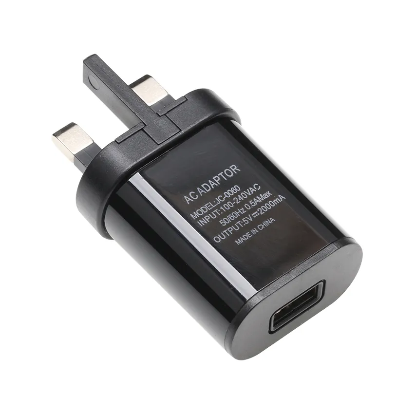 Originale di alta qualità originale 5V 2A TRE PIN UK Plug USB Caricatore veloce per telefono cellulare Adattatore da viaggio da parete per iPhone 6 7 Plus Samsung S7edge