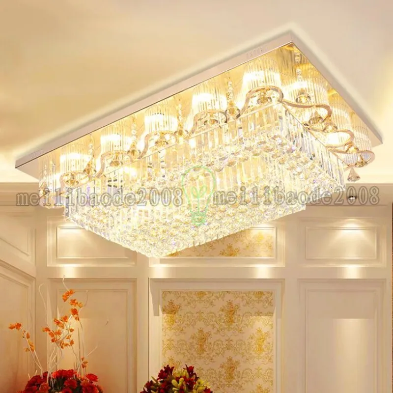 European Rectangular LED Crystal Ceiling Lamps 3 Layer Lights Lighting For Living Room Bedroom Villas Hotel Bar Home Decoration