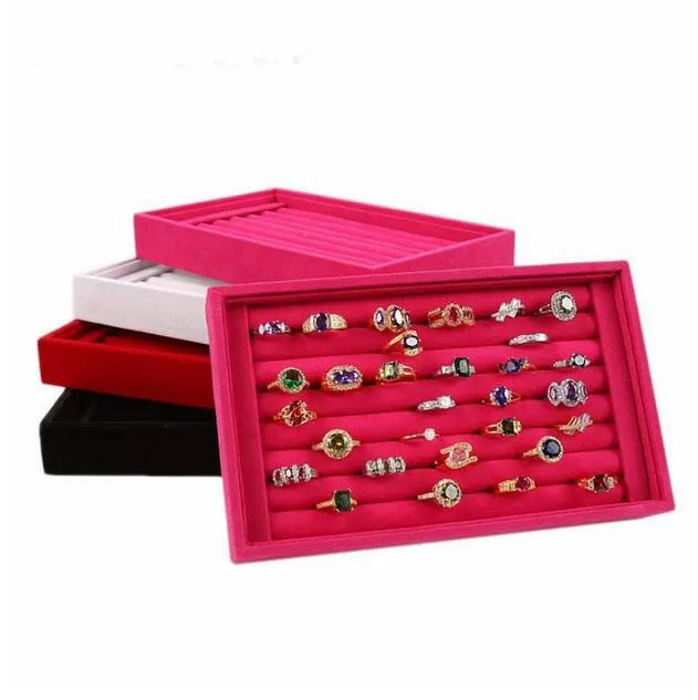 Velvet Suede Ring Oorbellen Organizer Oor Studs Sieraden Display Standhouder Rack Showcase Plaat Sieraden Box GA36