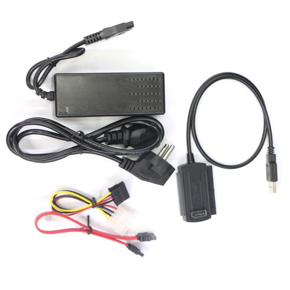 Freeshipping 1 sätter USB 2.0 till IDE SATA S-ATA 2.5 "3.5" HD HDD-hårddiskadapteromvandlare + Strömkabel OTB US EU-plug-plug-and-play