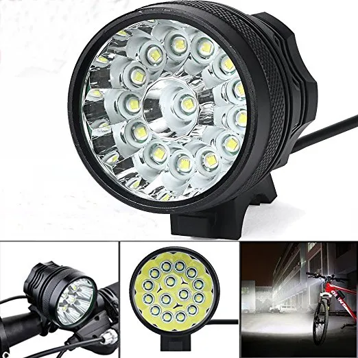 34000 Lumens Bike Light, Bike Headlamp, Waterproof Mountain Bike Headlight with CREE 15 LED T6 3 Light Modes for Mountain & Kids & Street Bi