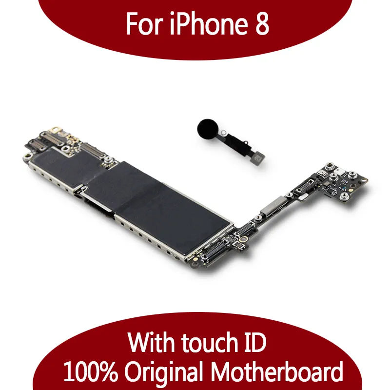 Para iphone 8 64gb 256gb placa-mãe original com impressão digital sistema ios placa lógica mainboard com touch id desbloqueado