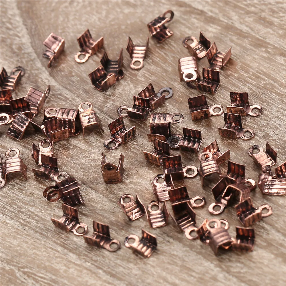 1000 pièces3*6mm fit 2mm embouts de cordon fermoirs d'extrémité perles à sertir connecteurs de couleur Bronze Antique pour les résultats de fabrication de bijoux