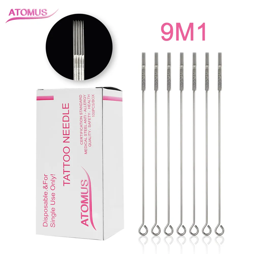 Disposable 100Pcs 9M1 9RM Tattoo Needles Sterile Body Piercing Needles Disposable Puncture Needle For Tattoo Needle