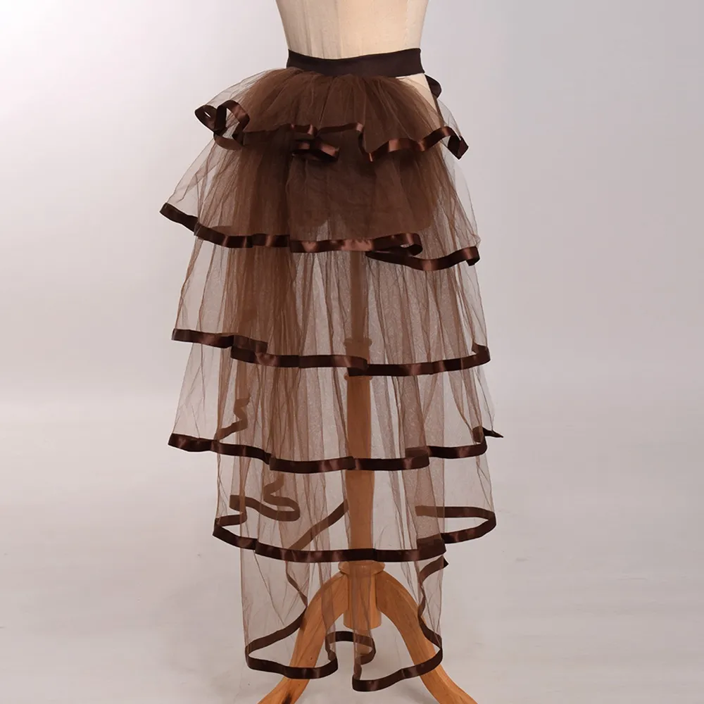 Svart tiered tyll tutu kjol rörelse dräkt för kvinnor gotisk viktoriansk steampunk svart overskirt vit röd lila257g