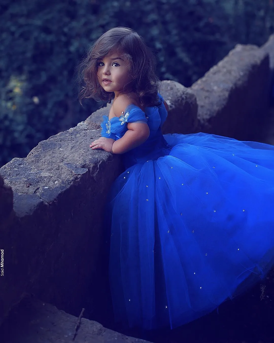Bedårande kunglig blå babe cinderella klänning av axel fjäril sequin boll klänning blomma flicka klänning härlig fluffig tulle pageant klänning billigt
