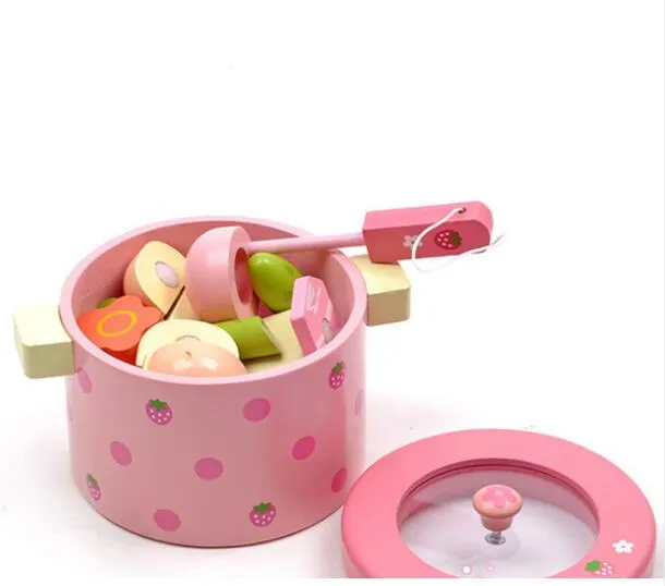 Baby speelgoed super schattig simulatie groente hete pot houten speelgoed speel voedsel pentend speel voedsel set verjaardag cadeau