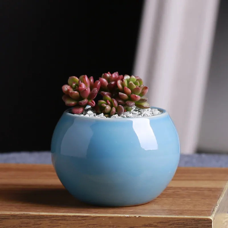 Fashion Ceramic Pots Succulents Flower Pot Small Ball Round White Porcelain White Color Mini Creative 