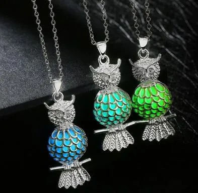 Luminous Owl Necklaces Glow In Dark Pendant Necklaces For Women Men Owl Fashion Gemstone Fashion Jewelry