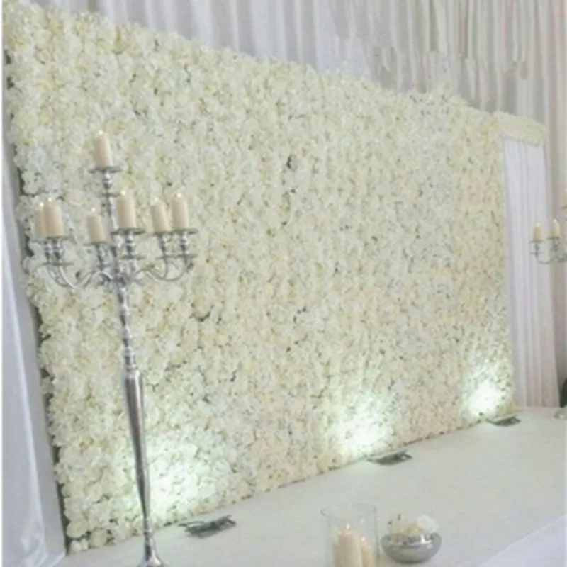 20 PZ Elegante Latte Bianco Rosa Ortensia Fiore Muro Sfondo Matrimonio Decorazione Centrotavola Forniture 40X60 cm ogni pezzo